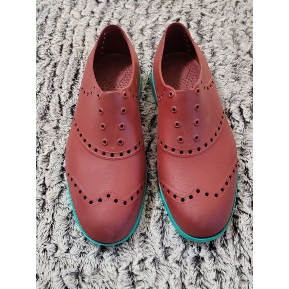BIION Other - BIION Wingtip Oxfords The Oxford Rubber Golf Shoes Red Teal Mens Sz 9